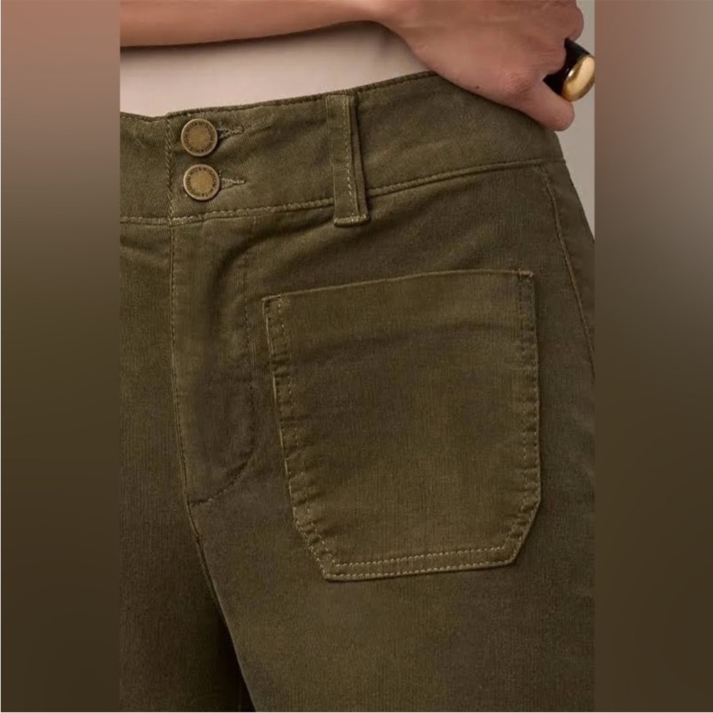 Wit & Wisdom Emma Patch Pocket High Waist Wide Leg Corduroy Pants Green Sz 24W - Picture 4 of 6